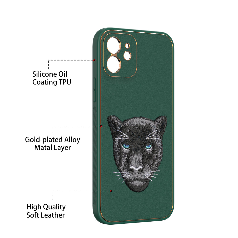 Apple iPhone 12 Premium Embroidery Leather case - Pattern 5