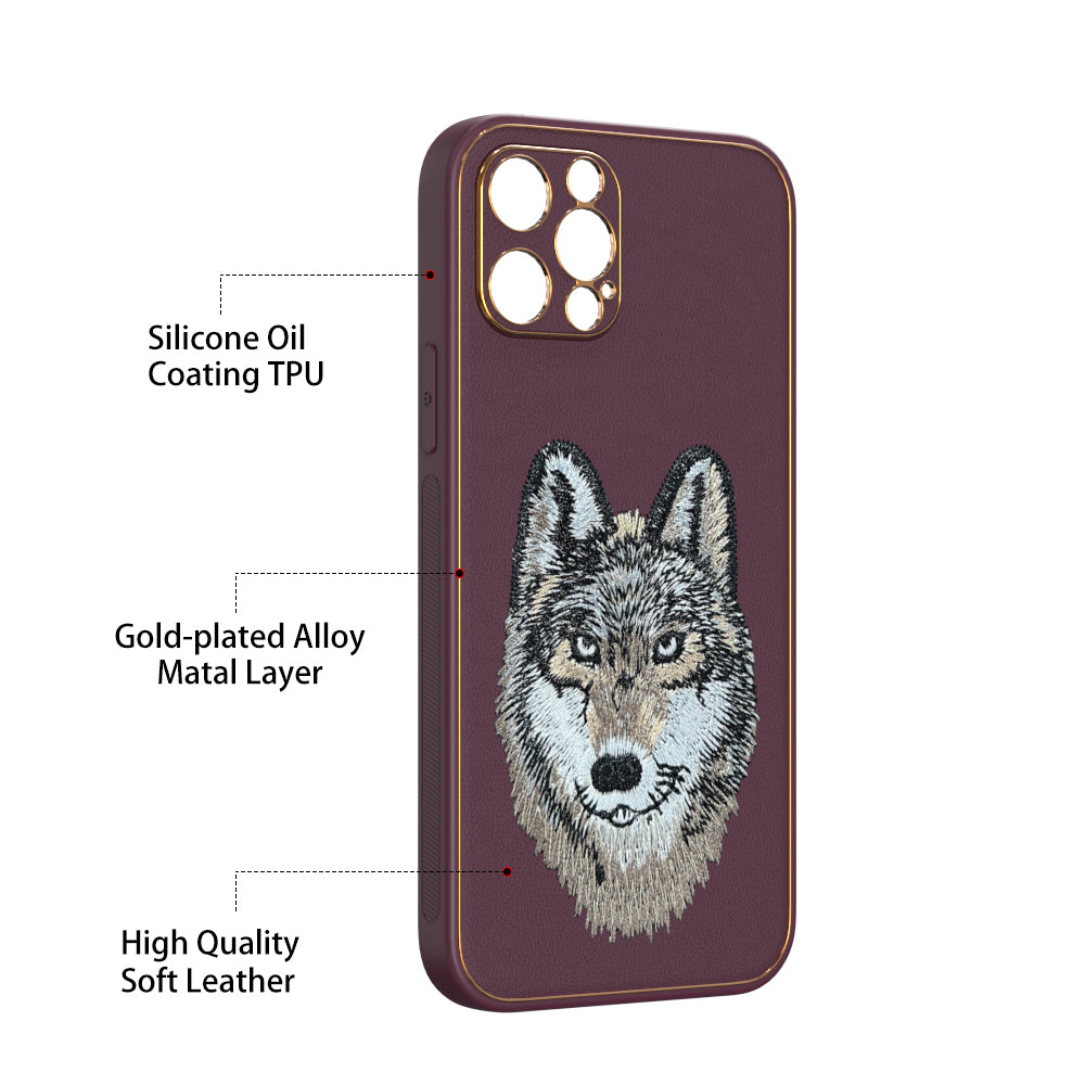 Apple iPhone 12 Pro Premium Embroidery Leather case - Pattern 10
