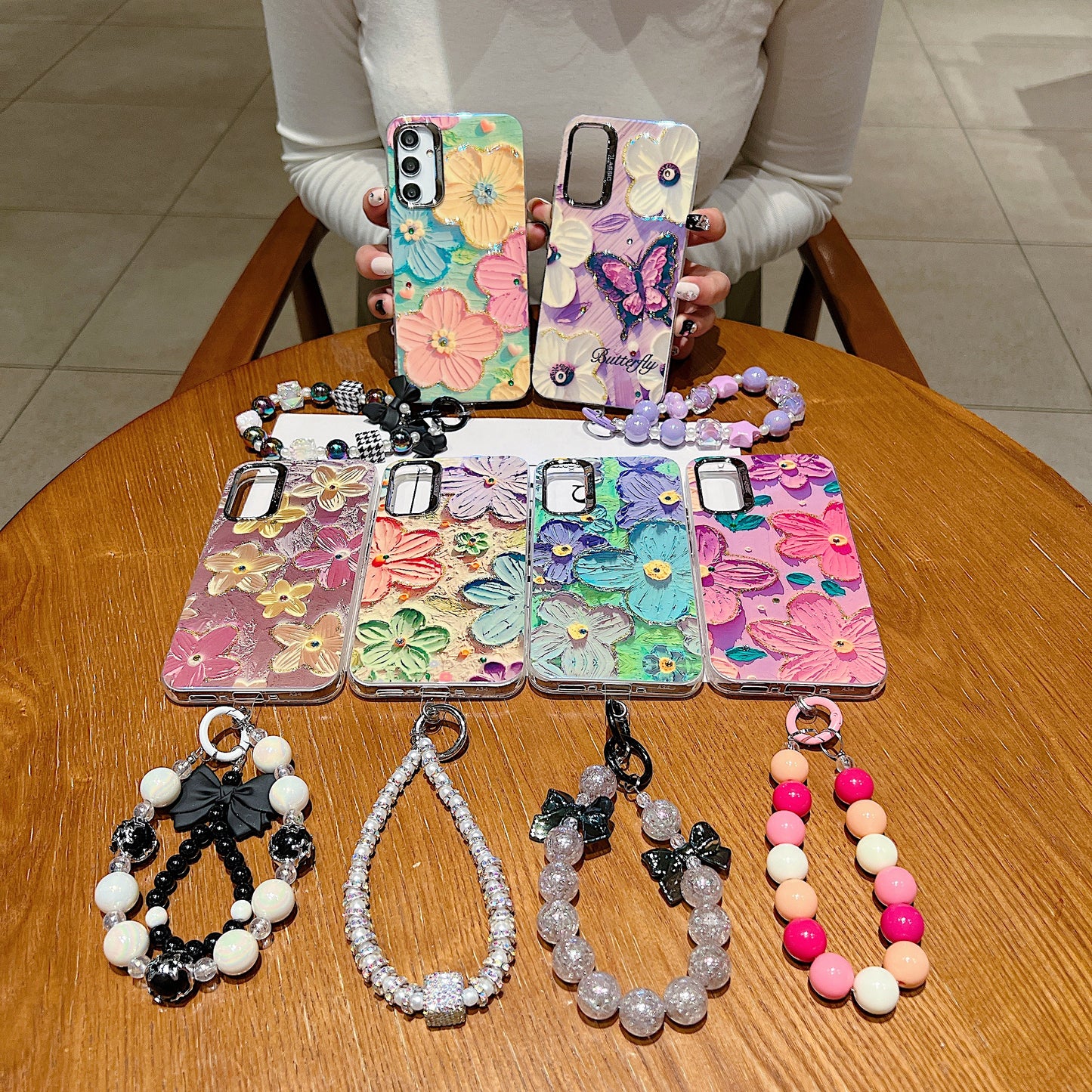 Samsung A34 5G 3D Hot Trending Charms Rhinestone Flowers case - Pattern 2