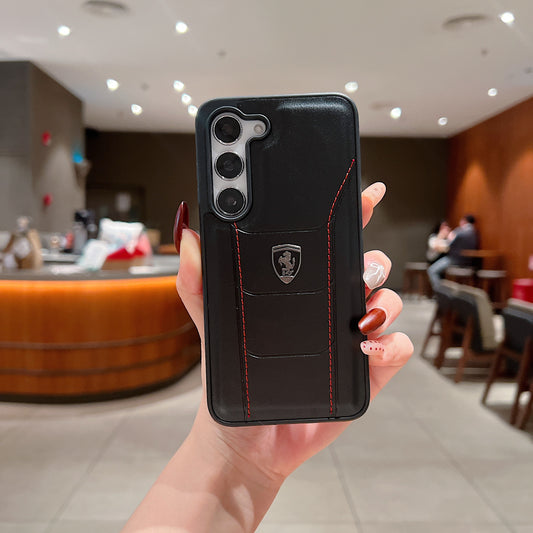 Samsung S23 5g Luxury Branded Car Logo Leather Designer Case - Ferrari