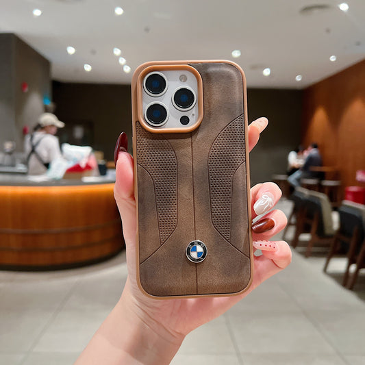 Apple iPhone 16 Pro Luxury Branded Car Logo Leather Designer Case- BMW 2