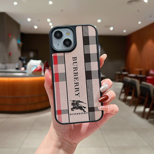 Apple iPhone Luxury Branded Leather Designer Case - Burberry