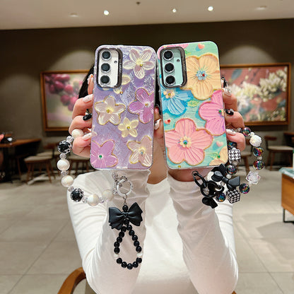 Samsung A35 5G 3D Hot Trending Charms Rhinestone Flowers case - Pattern 1