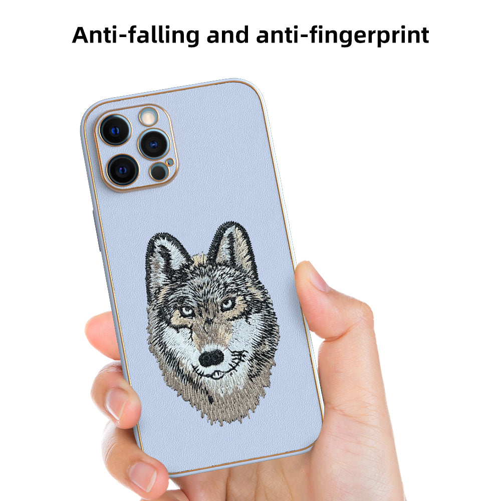 Apple iPhone 12 Pro Max Premium Embroidery Leather case - Pattern 3