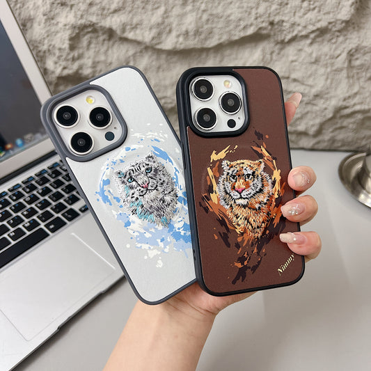 Apple iPhone Premium US POLO Assn. Embroidery Leather case with Magsafe  - Tiger 2