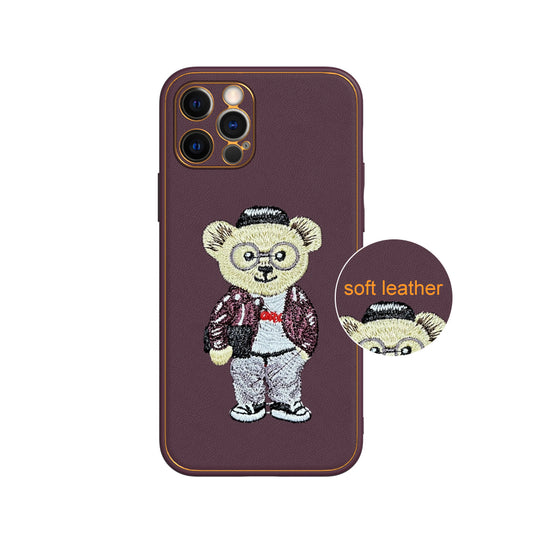 Apple iPhone 12 Pro Premium Embroidery Leather case - Pattern 9