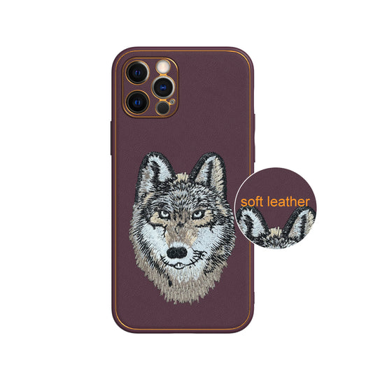 Apple iPhone 12 Pro Premium Embroidery Leather case - Pattern 10