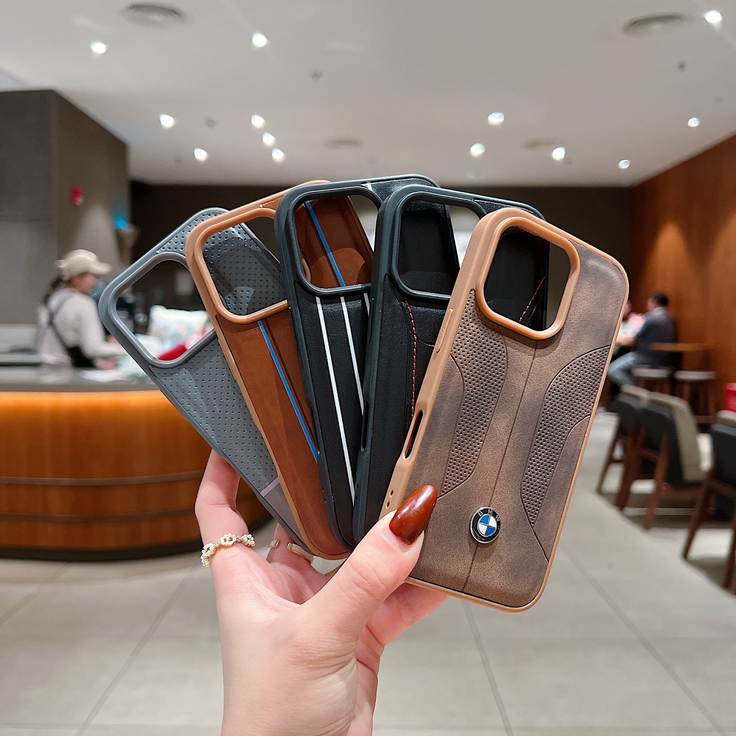 Apple iPhone 16 Pro Luxury Branded Car Logo Leather Designer Case- BMW 1