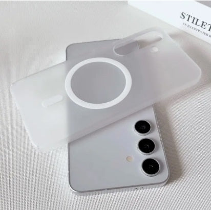 Samsung S24 FE 5g Frosted Magnetic Ultra Slim Back Case- frosted White