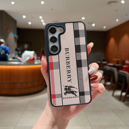 Samsung S23 5g Luxury Branded Leather Designer Case - Burberry