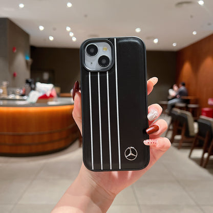 Apple iPhone 15 Plus Luxury Branded Car Logo Leather Designer Case - Mercedes
