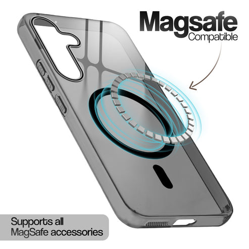 Samsung S24 5g Crystal Clear Anti-Yellowing Wireless Charging Support Case - Crystal Black