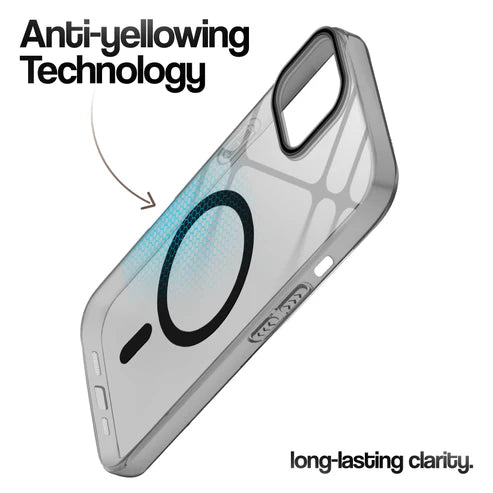 Apple iPhone 15 Premium Crystal Clear Anti-Yellowing Wireless Charging Support Case - Crystal Black