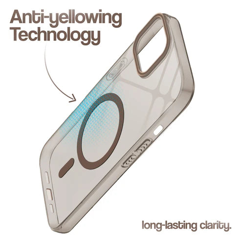 Apple iPhone 15 Premium Crystal Clear Anti-Yellowing Wireless Charging Support Case - Crystal Gold