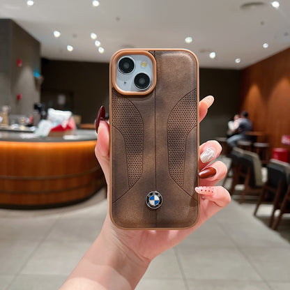 Apple iPhone 14 Plus Luxury Branded Car Logo Leather Designer Case- BMW 2