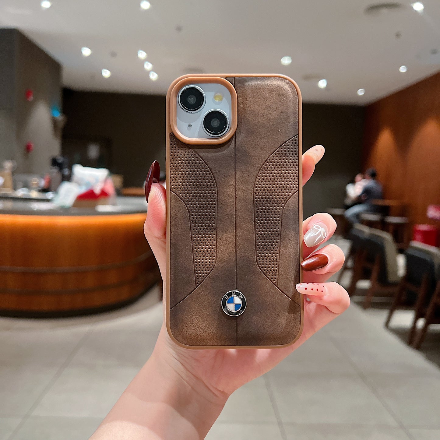 Apple iPhone 13 Luxury Branded Car Logo Leather Designer Case- BMW 2