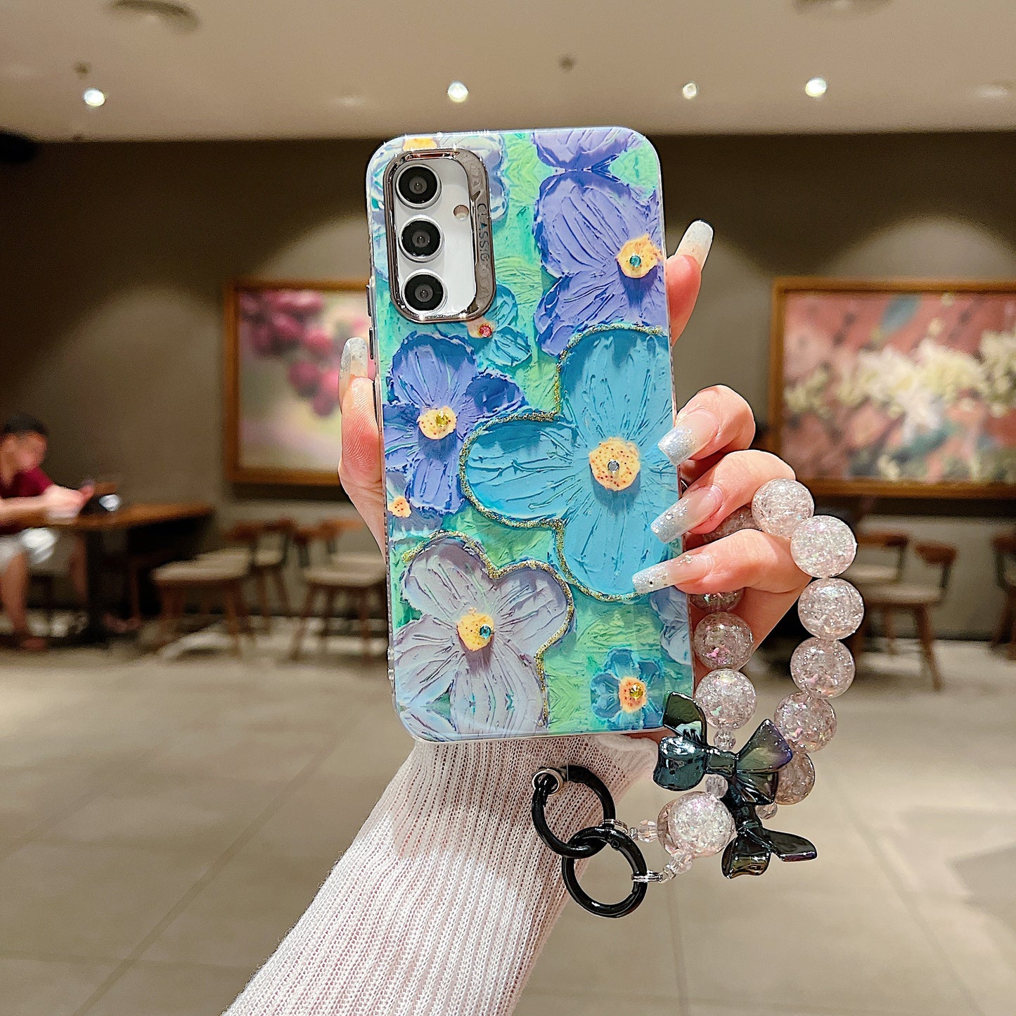 Samsung A34 5G 3D Hot Trending Charms Rhinestone Flowers case - Pattern 4