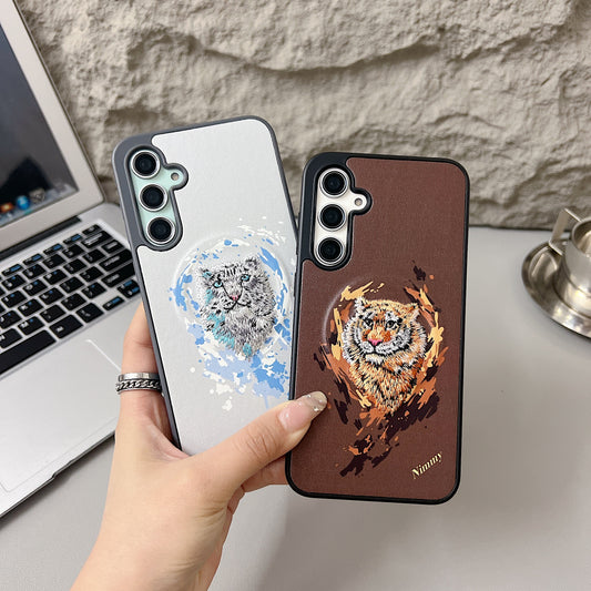 Samsung S25 5G Premium US POLO Assn. Embroidery Leather case with Magsafe - Tiger 1