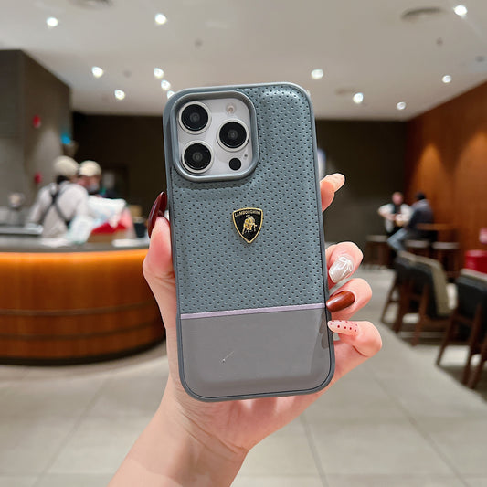 Apple iPhone 16 Pro Luxury Branded Car Logo Leather Designer Case- Lamborghini
