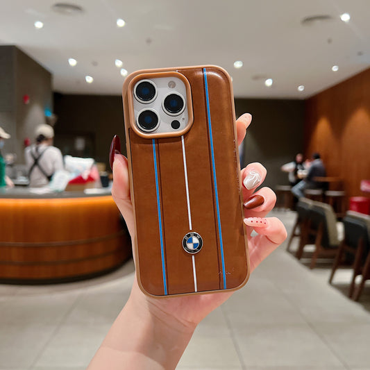 Apple iPhone 16 Pro Luxury Branded Car Logo Leather Designer Case- BMW 1