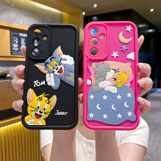 Samsung A55 5G Tom & Jerry Soft Silicone Cute 3D Cartoon Back Cover Case - Tom & Jerry