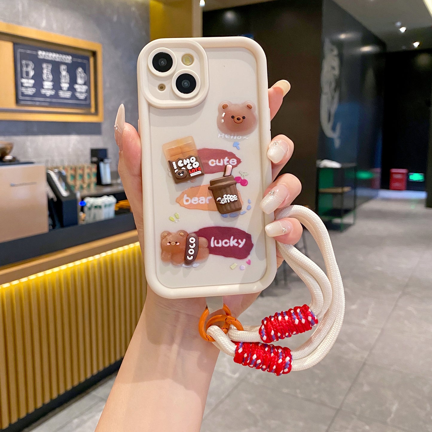 Apple iPhone Coffee Soft Silicone Lanyard Back Cover Case - Lanyard 2
