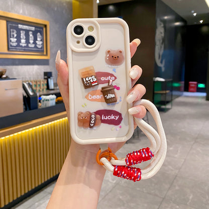 Apple iPhone Coffee Soft Silicone Lanyard Back Cover Case - Lanyard 2