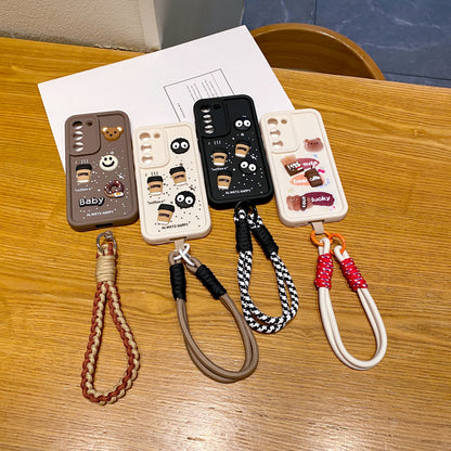 Samsung S22 5G Coffee Soft Silicone Lanyard Back Cover Case - Lanyard 1