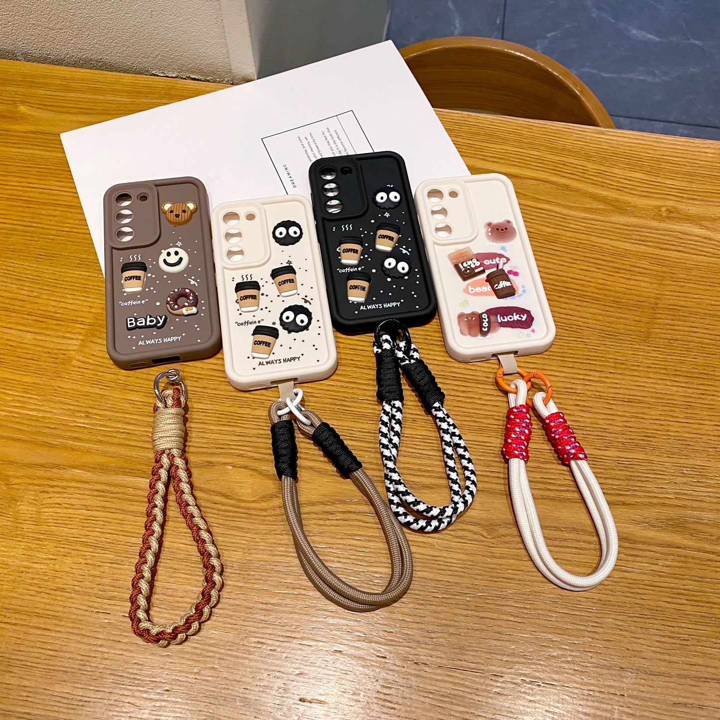 Samsung S22 5G Coffee Soft Silicone Lanyard Back Cover Case - Lanyard 2