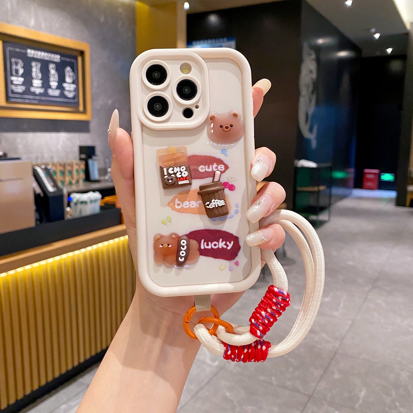 Apple iPhone Pro Series Coffee Soft Silicone Lanyard Back Cover Case - Lanyard 2