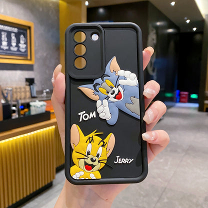 Samsung S22 5G Tom & Jerry Soft Silicone Cute 3D Cartoon Back Cover Case - Tom & Jerry