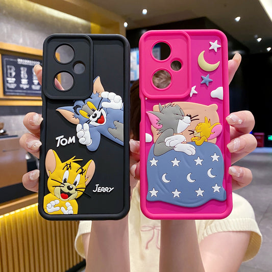 OnePlus Nord CE 3 Lite 5G Tom & Jerry Soft Silicone Cute 3D Cartoon Back Cover Case - Tom & Jerry