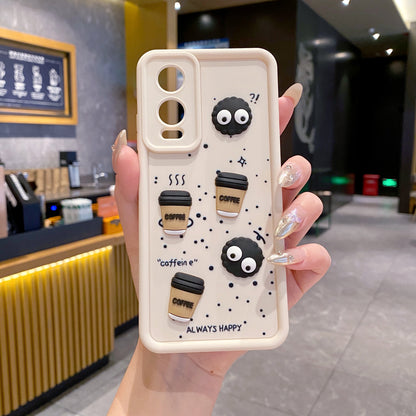 OnePlus Nord CE 4 Lite 5G Coffee Soft Silicone Cute 3D Cartoon Back Cover Case - Cream White