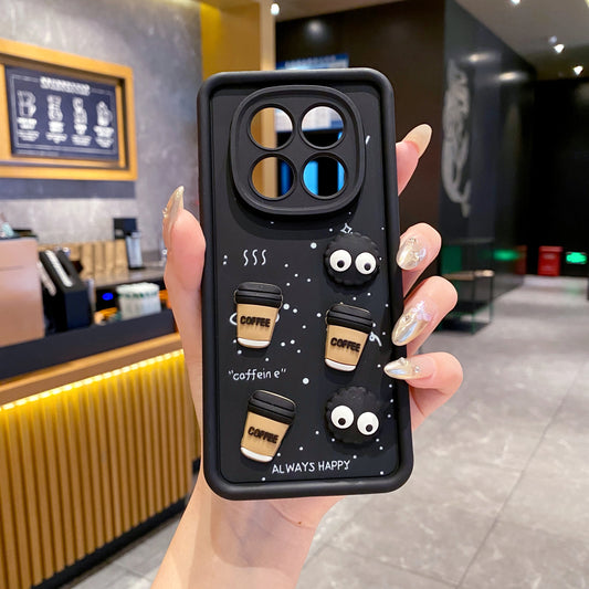 Redmi Note 14 Pro 5G Coffee Soft Silicone Cute 3D Cartoon Back Cover Case - Black