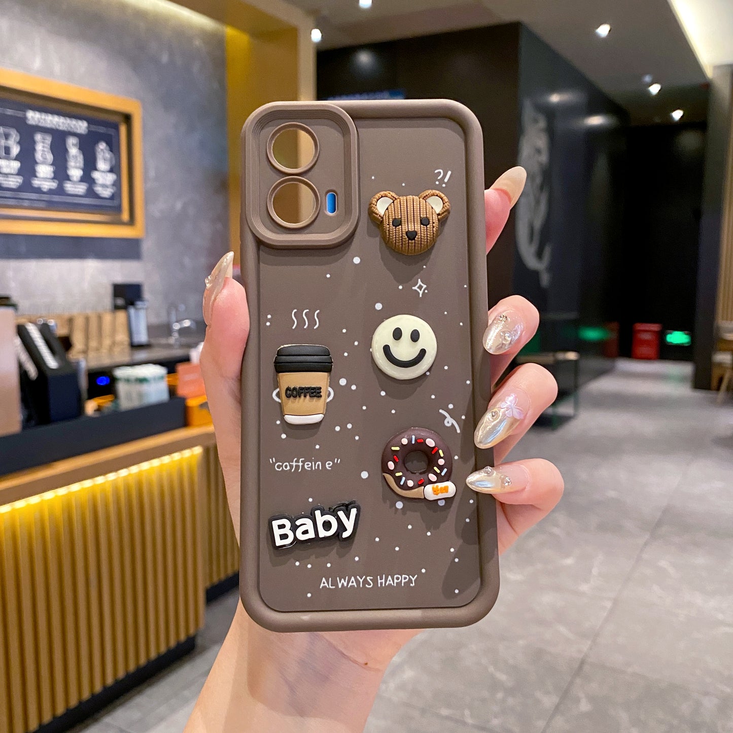 Motorola Moto G45 5G Coffee Soft Silicone Cute 3D Cartoon Back Cover Case - Brown