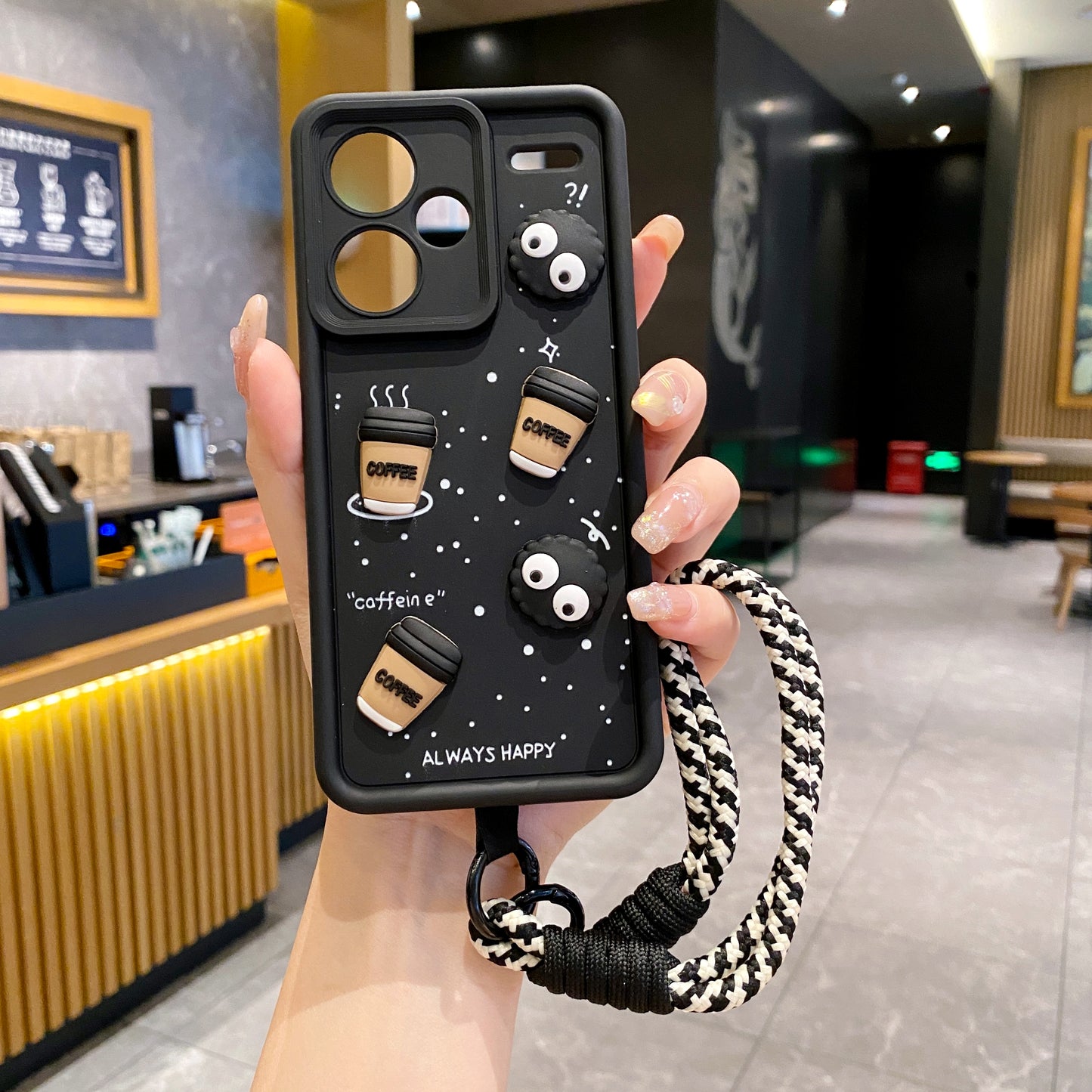 Redmi Note 13 Pro Plus 5G Coffee Soft Silicone Lanyard Back Cover Case - Lanyard 1