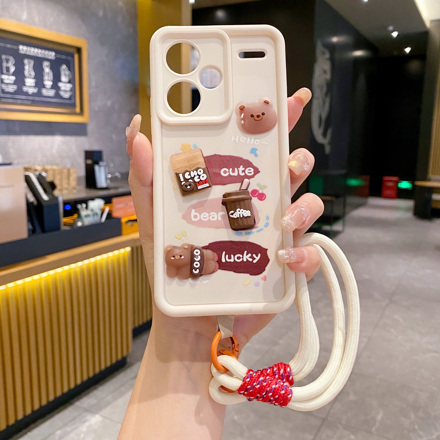 Redmi Note 13 Pro Plus 5G Coffee Soft Silicone Lanyard Back Cover Case - Lanyard 4