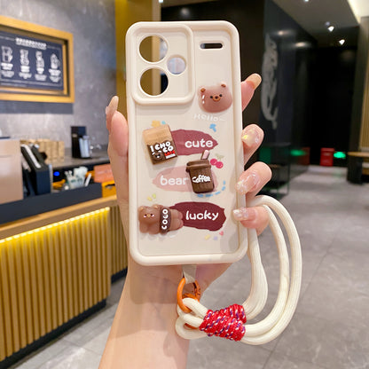 Redmi Note 13 Pro Plus 5G Coffee Soft Silicone Lanyard Back Cover Case - Lanyard 4