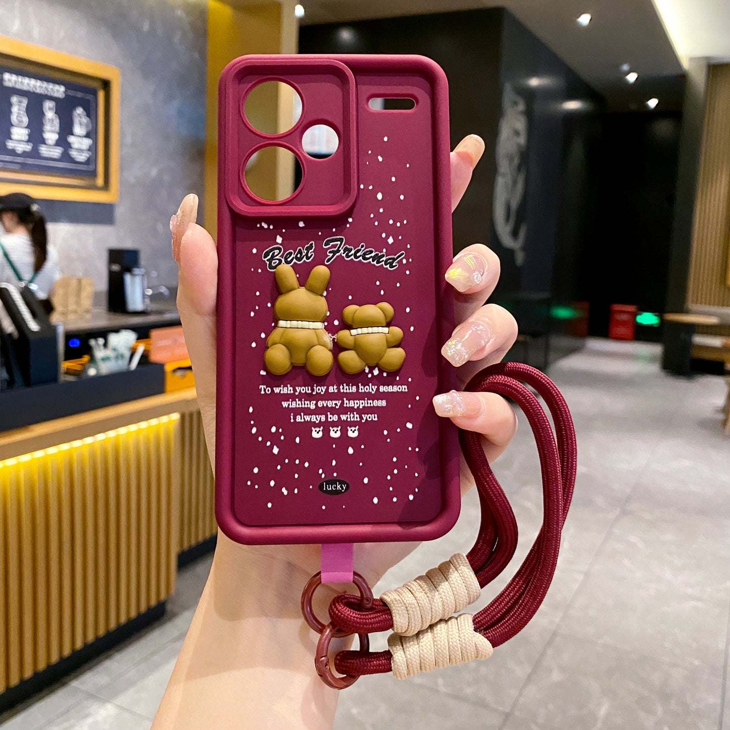 Redmi Note 13 Pro Plus 5G Coffee Soft Silicone Lanyard Back Cover Case - Lanyard 3