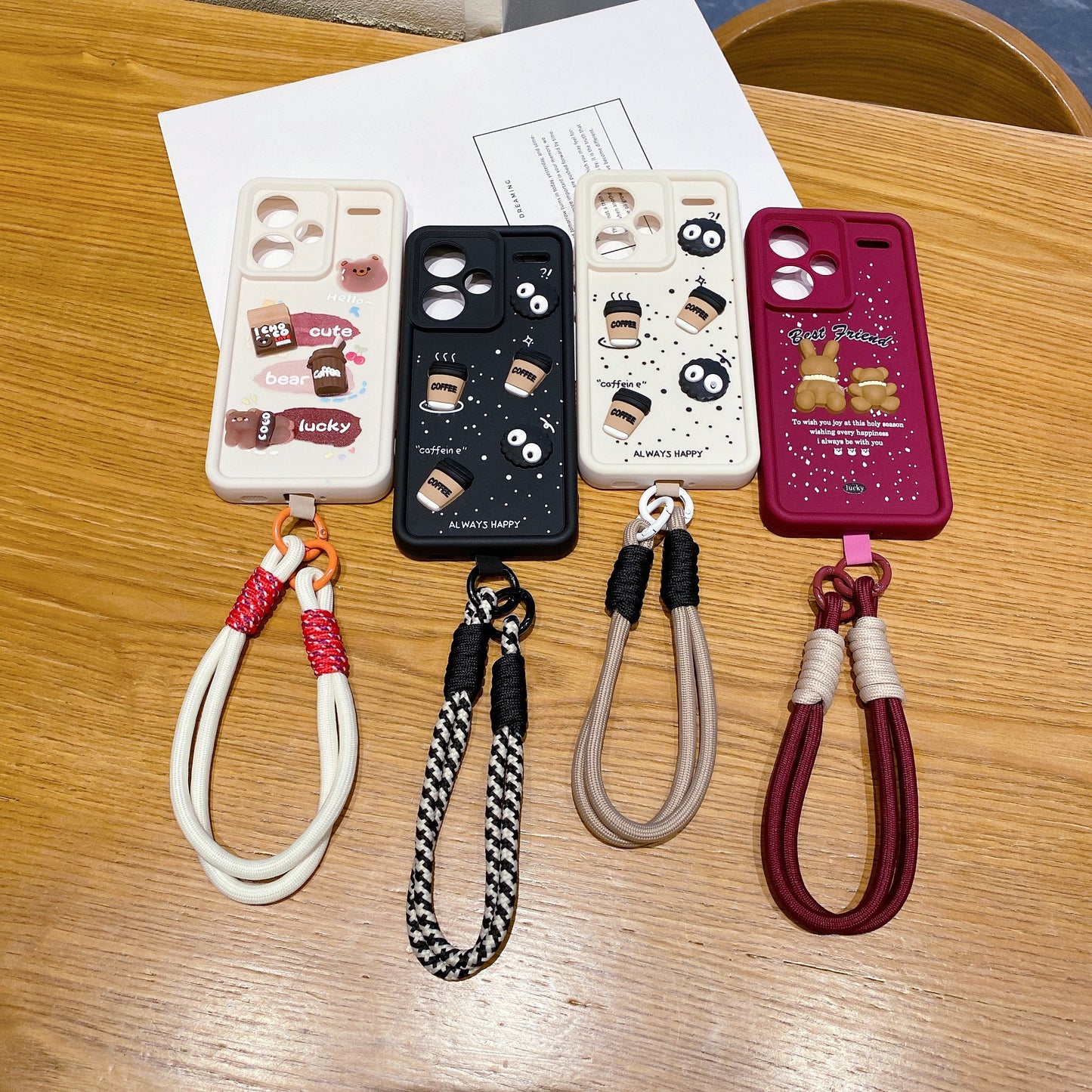 Redmi Note 13 Pro Plus 5G Coffee Soft Silicone Lanyard Back Cover Case - Lanyard 3