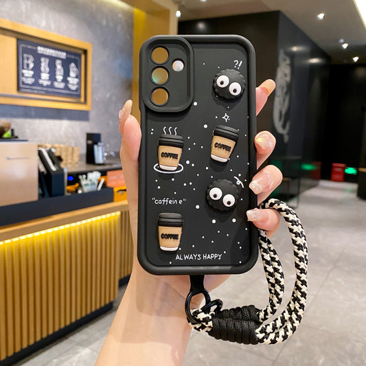 Samsung A15 5G Coffee Soft Silicone Lanyard Back Cover Case - Lanyard 1