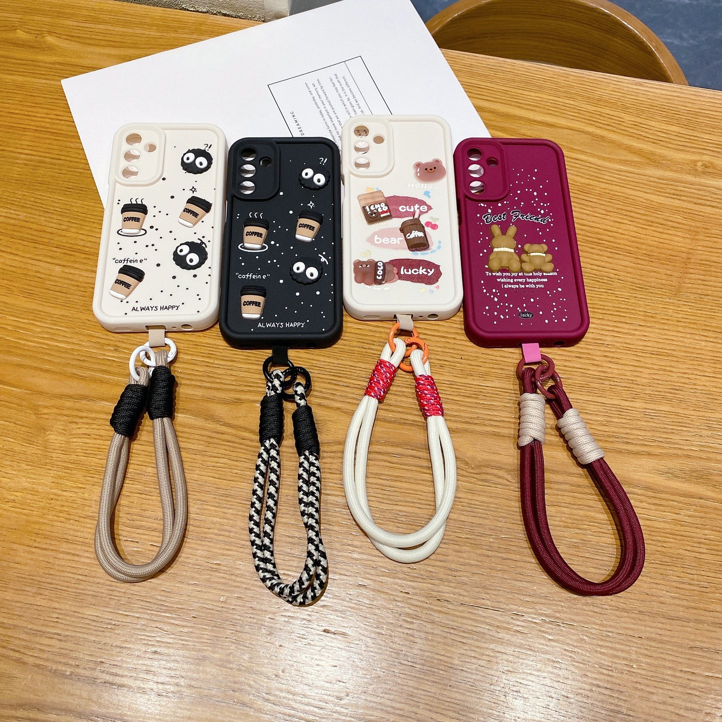 Samsung A15 5G Coffee Soft Silicone Lanyard Back Cover Case - Lanyard 2