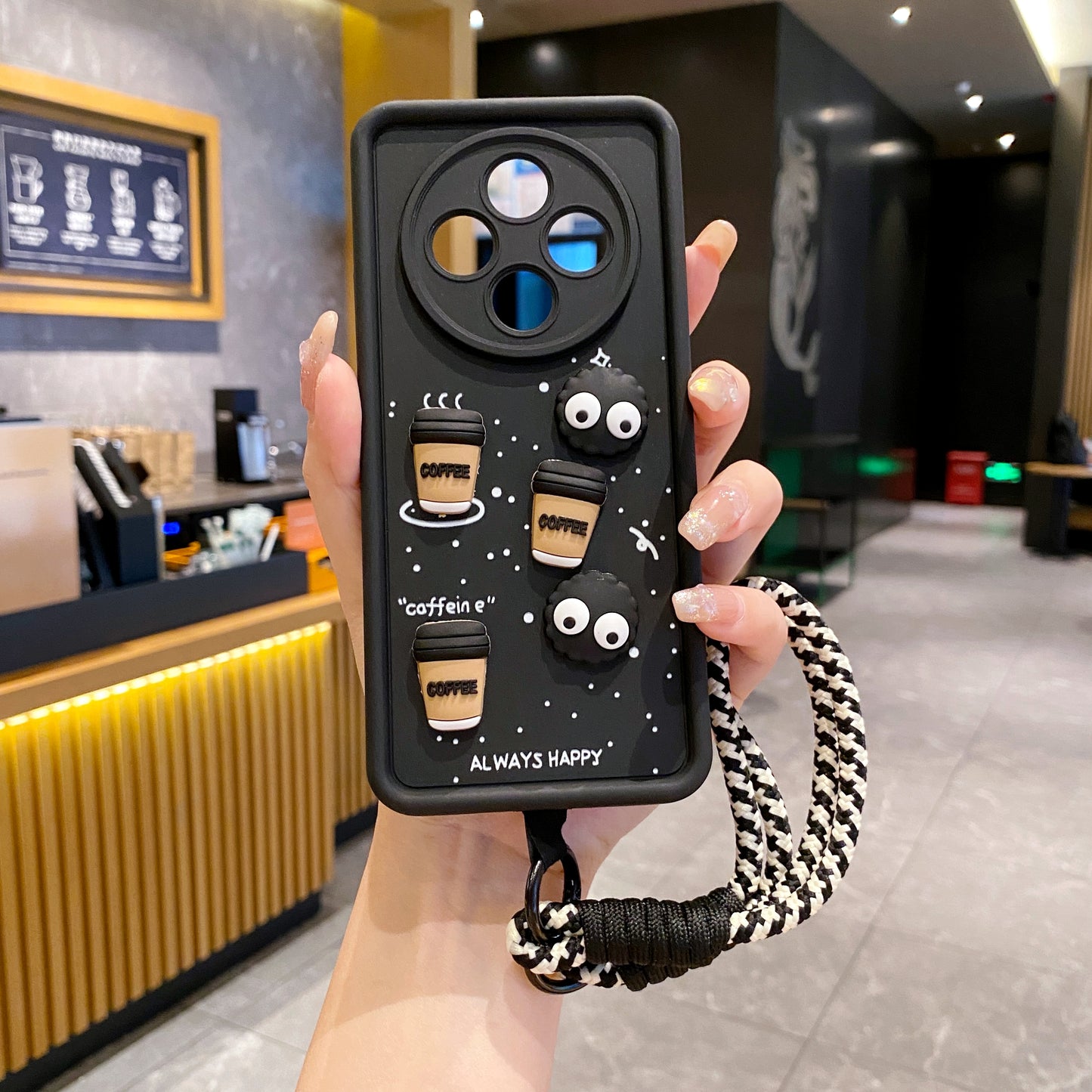 Oppo F27 Pro Plus 5G Coffee Soft Silicone Lanyard Back Cover Case - Lanyard 1