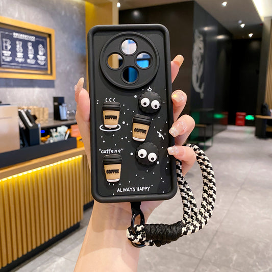 Oppo F27 Pro Plus 5G Coffee Soft Silicone Lanyard Back Cover Case - Lanyard 1