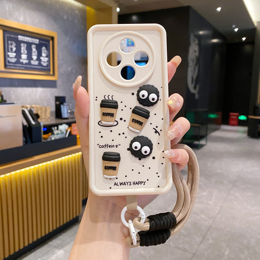 Oppo F27 Pro Plus 5G Coffee Soft Silicone Lanyard Back Cover Case - Lanyard 2