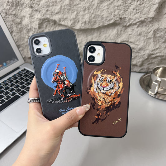 Apple iPhone 11 Premium US POLO Assn. Embroidery Leather case with Magsafe  - Tiger 2