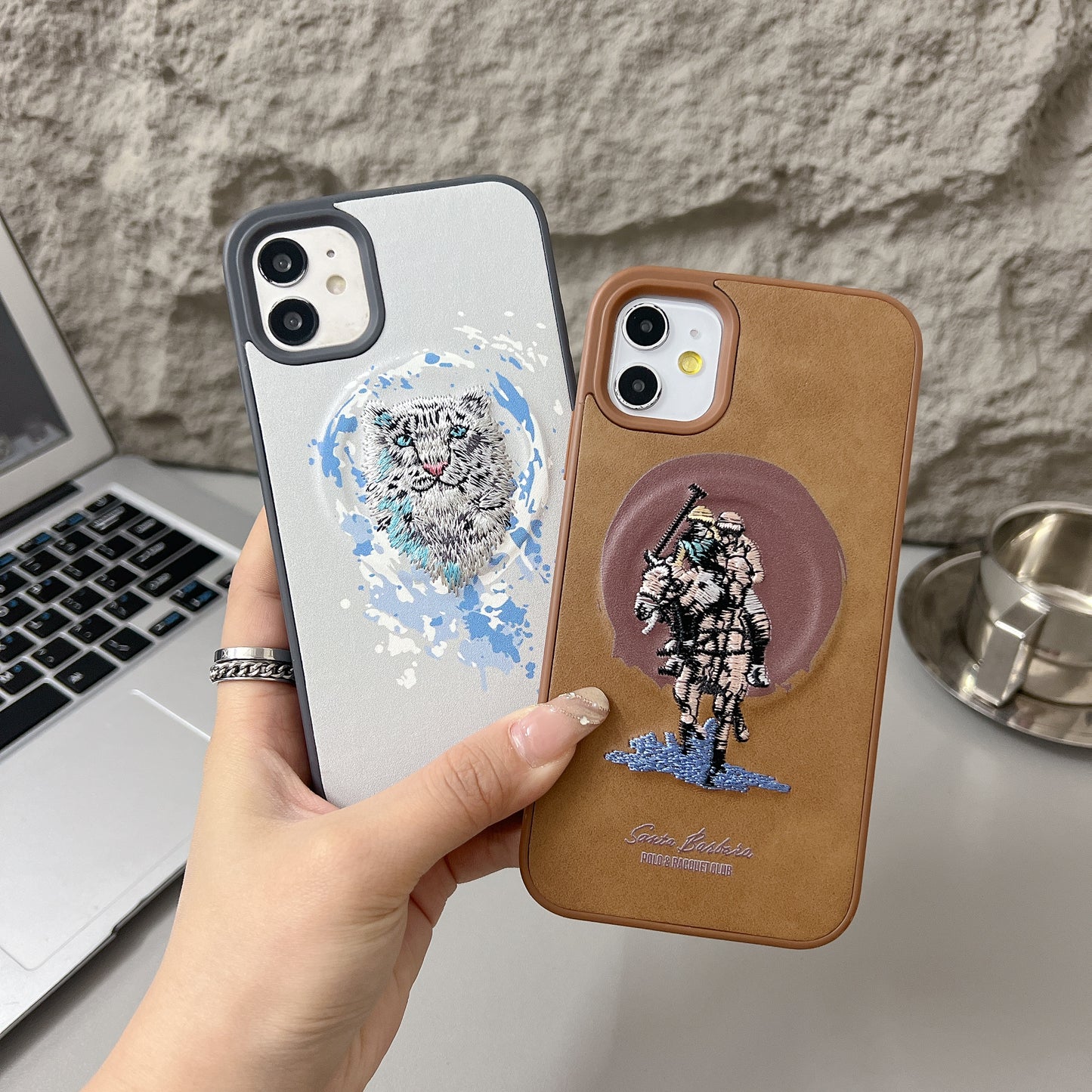 Apple iPhone 12/12 Pro Premium US POLO Assn. Embroidery Leather case with Magsafe - Tiger 2