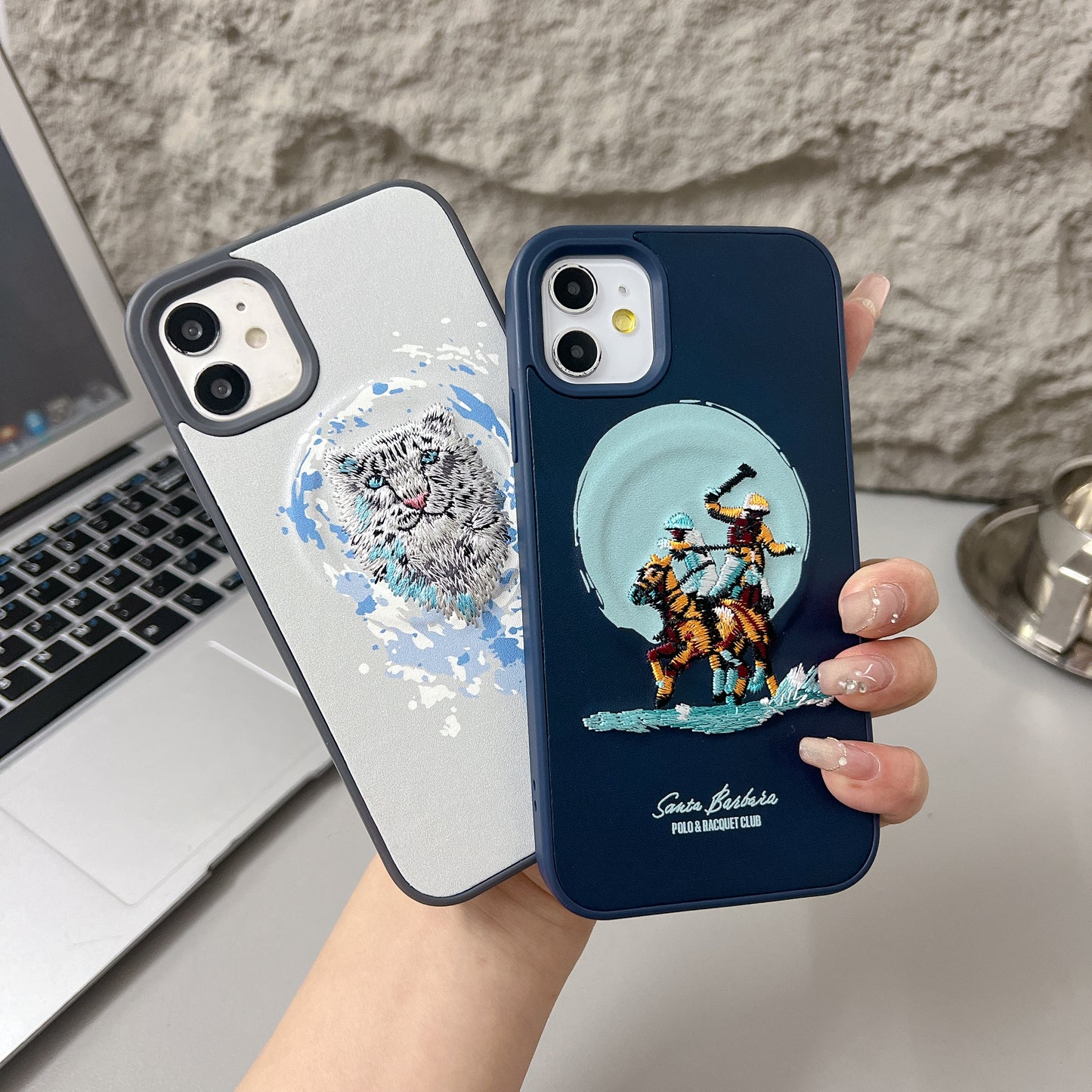Apple iPhone 12/12 Pro Premium US POLO Assn. Embroidery Leather case with Magsafe - Tiger 2