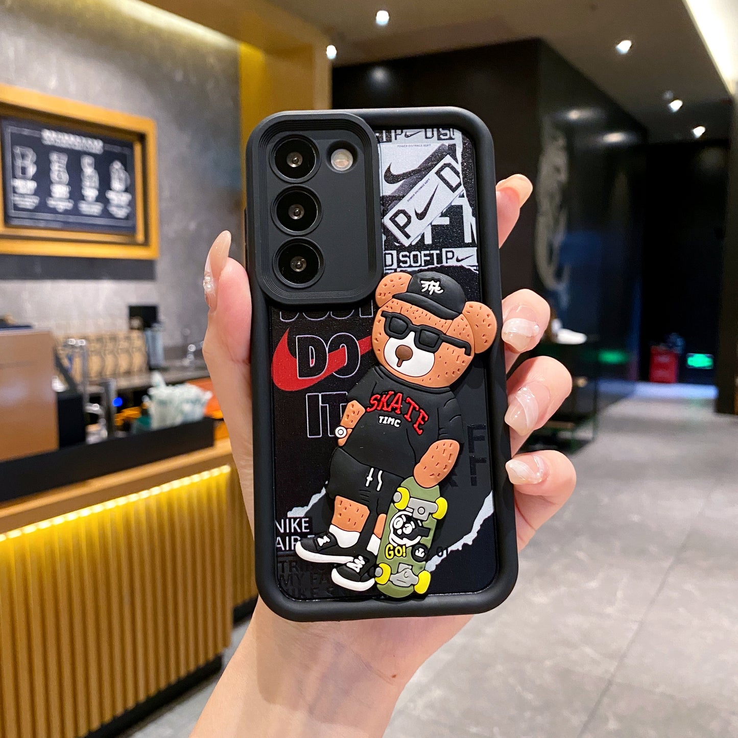 Samsung S21 FE 5G Bear Soft Silicone Cute 3D Cartoon Back Cover Case - Bear