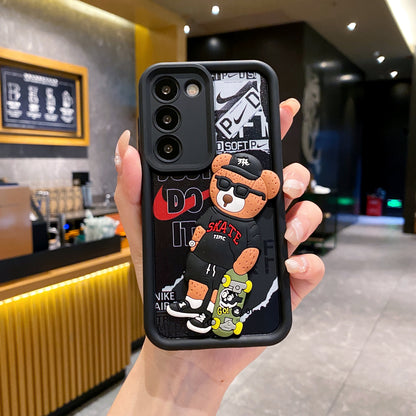 Samsung S21 FE 5G Bear Soft Silicone Cute 3D Cartoon Back Cover Case - Bear